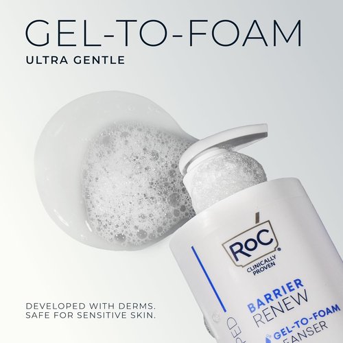 RoC Barrier Renew Gel-To-Foam Facial Cleanser - Hydrating Formula for Sensitive Skin | 12 Ounces
