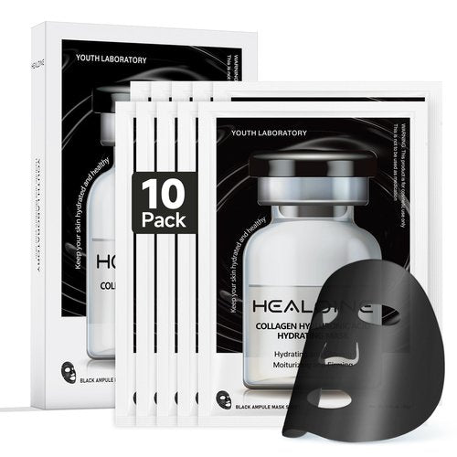 HEALOINE Deep Collagen Face Mask with Hyaluronic Acid, Overnight 500ppm High Concentration Hydrolyzed Collagen Mask, Firming Korean Face Mask for Women 30g*10ea