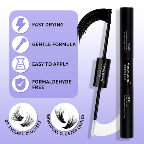 Lash Clusters Kit for DIY Eyelash: 280Pcs, Wendy, Using at Home, Ultra-light, Natural, Fluffy, Wispy, Waterproof, Anime, Manga, Cat Eye, D Curl, 12-16mm, 30D+40D, RR126