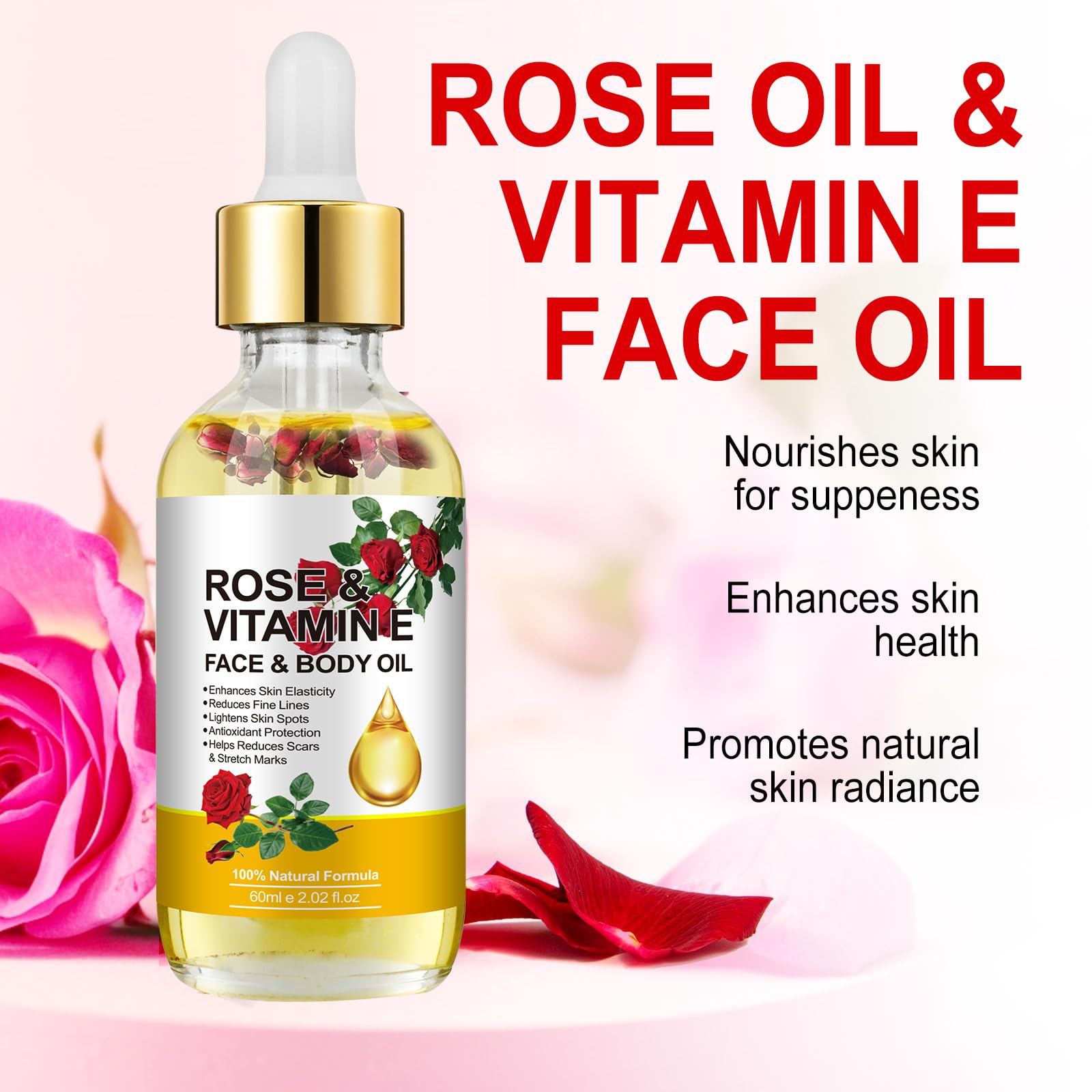 Vitamin E Oil, Vitamin E Oil for Face, Rose & Vitamin E Oil, Face Vitamin E Oil with Gua Sha Tools Set ﻿