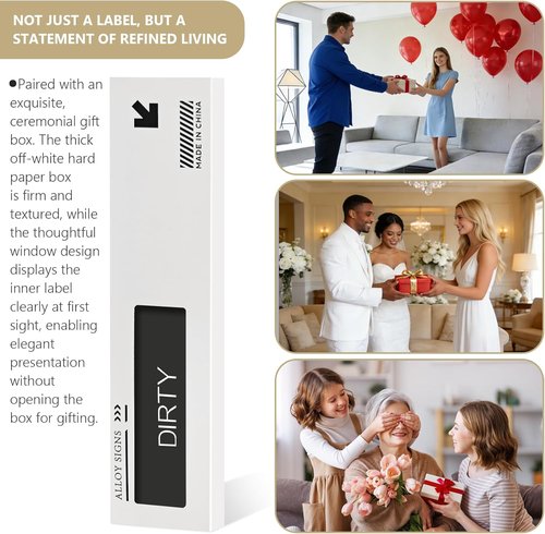 Skiennix Dishwasher Magnet | Clean Dirty Sign - Stainless Steel with Strong Magnet, Brushed Silver Finish