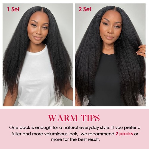OLQZJZJ Kinky Straight Clip In Hair Extensions,24inch 200G 8pcs,100% Pure Protein Fiber Close to Human Hair,Blonde Full Head Double Weft Invisible Yaki Clip Ins for Women (#613,24inch)