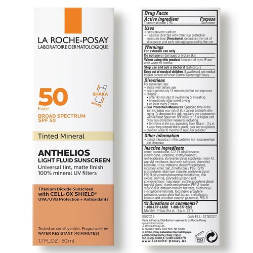 La Roche-Posay Anthelios 50 Tinted Mineral Sunscreen - Ultra Light Formula | 50ml/1.7oz (Pack of 2)