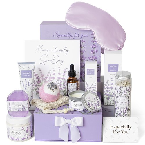 Frerdui Lavender Spa Gifts Set, 11 Pcs Bath Gift Set for Women, Relaxing Spa Gifts, Home Spa Products, Birthday Gifts for Women Valentine's Day