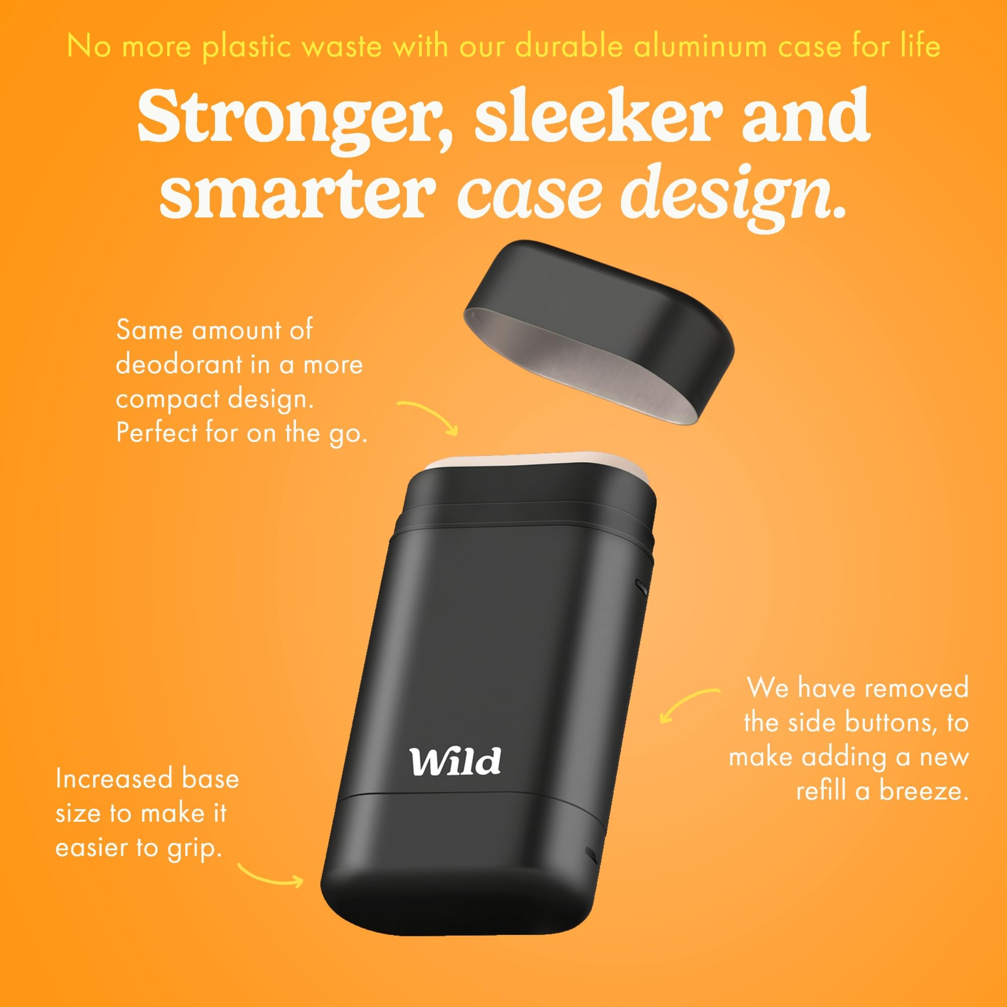 Wild Aluminum Free Deodorant for Men Starter Kit - Refillable Stick Deodorant with Black Applicator Case & Vegan Refill Variety Pack - Fresh Cotton & Sea Salt, Ocean Mist & Thunderstorm Clean Scents