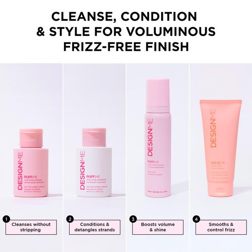 DESIGNME Dream Mane Volume Kit | Holiday Gift| Volumizing Shampoo & Conditioner, Hair Mousse & Styling Cream | Boosts Volume, Body & Fullness, Smooths Frizz & Heat Protection | Color Safe