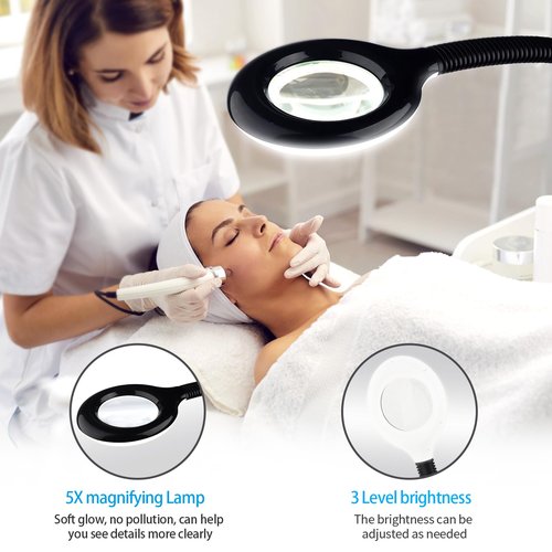 Professional Facial Steamer on Wheels, 2-in-1 Facial Steamers with 5X Magnifying Lamp, Facial Steamer for Facial Deep Cleaning, Facial Humidifier for Spa, Salon and at Home Use