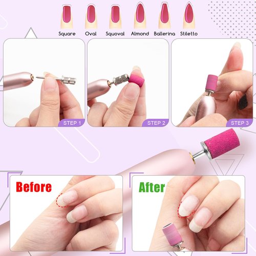 Nail Drill Sanding Bands Set - 300pcs Coarse & Fine Grit Bands (100#180#240#) with 3/32' Mandrel Bits for Manicure