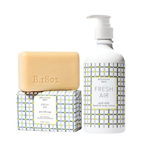 Beekman 1802 Goat Milk Body Care Bundle - Moisturizing Bar Soap & Lotion Set | Fresh Citrus Scent, 9oz & 12.5oz