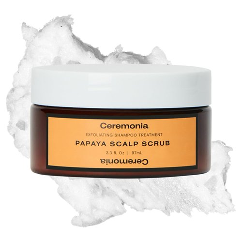 Ceremonia Papaya Scalp Scrub - Exfoliating Shampoo Treatment with Papaya Enzymes & Pink Salt | 1.69 Fl. Oz.