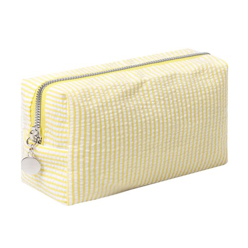 OZAOZ Makeup Bag Cosmetic Bag Travel Toiletry Bag Aesthetic Canvas Organizer Bag Zipper Pouch for Women (M-yellow)