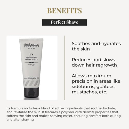 SALERM - Men's Shaving Gel - Perfect Shave Homme Barber Line - Transparent Gel for a Perfect Shave - Calms and Hydrates the Skin - Helps Reduce and Delay Hair Growth
