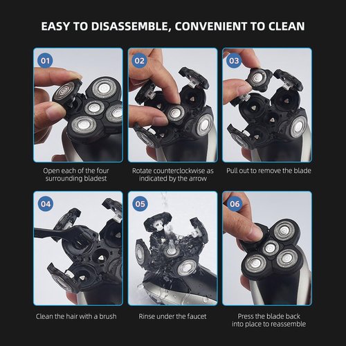 Freedom Grooming Bald Head Shaver Replacement Blades - Premium 5 Blade Shaver Heads for Bald Men, 3 Cleaning Brush, 3 Pack