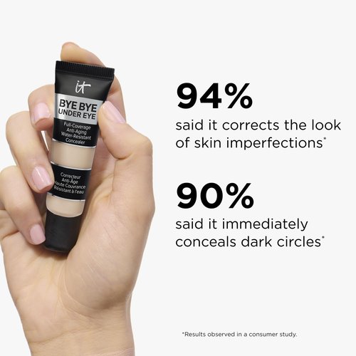 IT Cosmetics Bye Bye Under Eye Concealer (Medium) - Water-Resistant, Full Coverage Brightening Concealer For Dark Circles, Fine Lines, Redness & Discoloration, Anti-Aging, 24H Wear - 0.4 fl oz