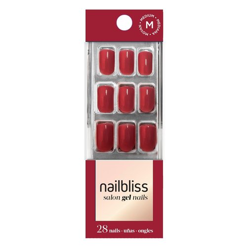 Dashing Diva Nailbliss Gel Manicure Set - Hot Pepper | Salon Quality, Easy Application, Chip Resistant - 28 Medium Length Square Glue-On Nails