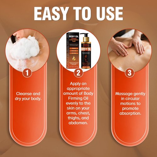 Bellisinno Body Firming Oil 3.38 FL OZ, After Shower Body Oils for Women, Skin Tightening and Hydrating Treatment for Arms, Legs, Stomach and Full Body, Deep Moisturizing Body Care That Plumps
