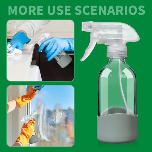 Skiennix 8oz Clear Glass Spray Bottle - Refillable, Leakproof Design for Cleaning, Hair, Plants & Oils | Eco-Friendly, Adjustable Nozzle