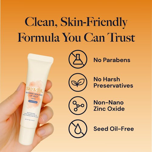 Sky & Sol Lip Balm SPF 25 – 3 Pack Natural Hydrating Lip Jelly with Broad-Spectrum Sun Protection and Primer, Water-Resistant for Smooth, Plump & Rosy Lips.