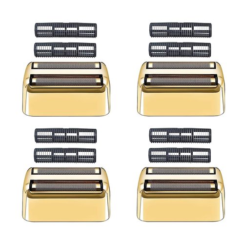 Replacement Foil and Cutters Compatible with BaBylissPRO Double Foil Shaver, Replacement Foil Compatible with BaBylissPRO FXFS2 Shaver, 4 counts (Gold)
