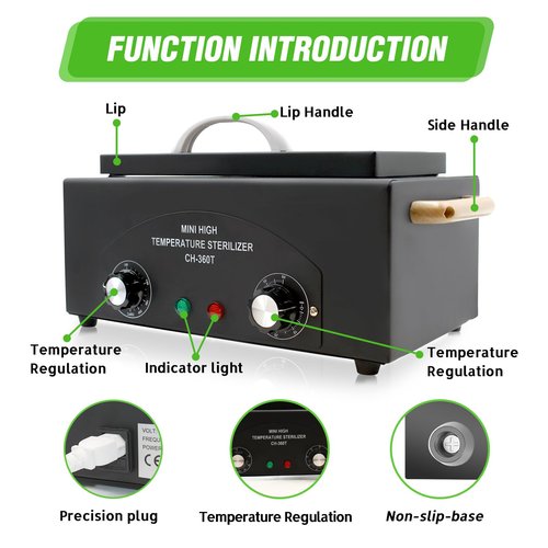 Vevitts High Temperature Metal Tool Cleaning Box, 110V 300W 1.5L with Timer Manicure Pedicure SPA Salon Barber Equipment for Sundry Beauty Hair Nail Metal Tools with Handle