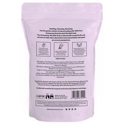 Aromasong Sitz Bath Soak 2lb – Sitz Bath Salt for Hemorrhoid & Postpartum Care – Dead Sea & Epsom Salt Soak with Lavender, Chamomile & Tea Tree – Natural Sitz Bath Salts – Made in USA