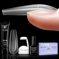 Five Angeles Tipex Instant Apex Nail Tips – Pre-Etched Acrylic Hard Gel Tips Kit for Flat Nails, Long Coffin Deep C Curve, Full Cover Press-On Nails for Beginners, UV Glue & LED Lamp Set