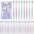 Fresings 48-Pack Disposable Toothbrushes Individually Wrapped, Soft PBT Bristle Bulk Portable Travel Toothbrushes for Adults & Kids, Guest Bathroom, Hotel, Camping, Donation - 4 Gemstone Colors