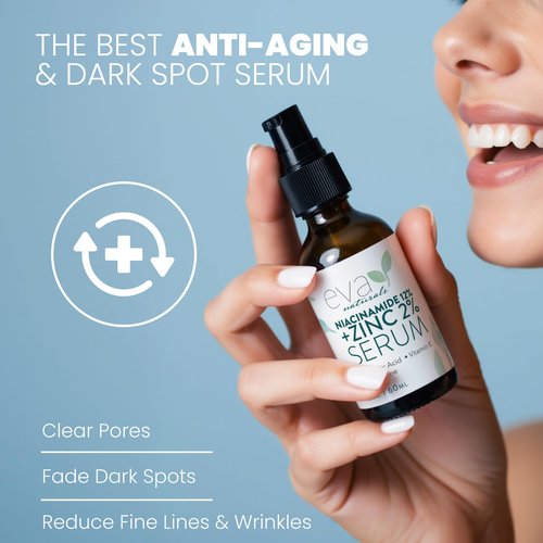 Niacinamide 12% Serum for Face w/Zinc & Hyaluronic Acid – Vitamin B3 & E Pore Minimizer for Dark Spot Corrector, Even Skin Tone, Oil Control, Brightening & Hydrating for Women, 2 Fl Oz