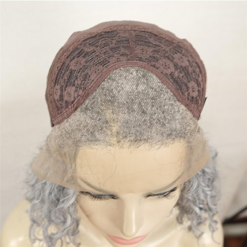 Aimole 12" Grey Lace Front Wigs Curly Natural Wig Synthetic Heat Resistant Women Hair