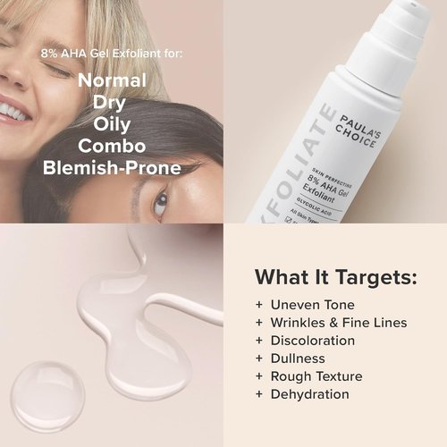 Paula's Choice AHA Exfoliant - 8% Glycolic Acid Gel for Gentle Face Exfoliation | Fragrance-Free, All Skin Types