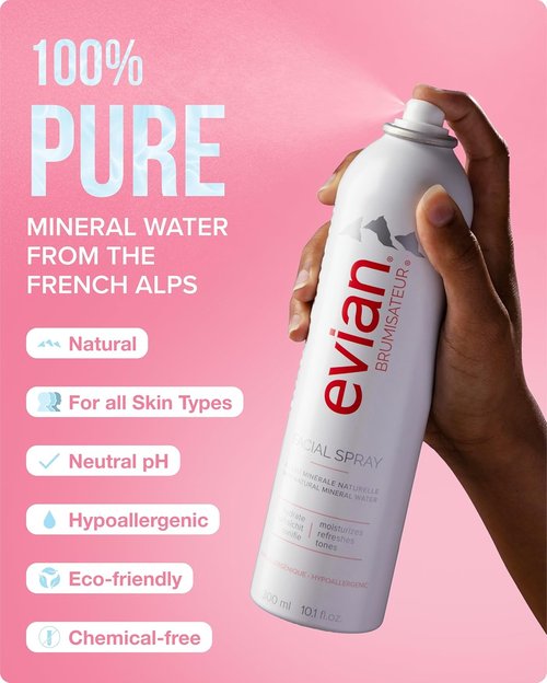 Evian Facial Spray - Hydrating Mineral Water Mist for Refreshing Makeup & Daily Skincare - 5 oz