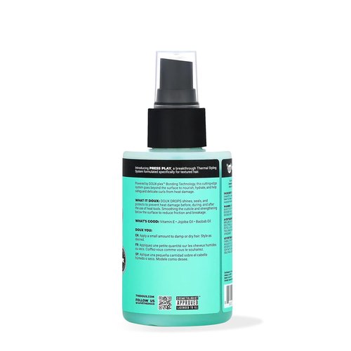 Doux DOUX DROPS Bonding Polish Spray - Anti-Humidity Hair Smoother & Heat Protectant for Curly Hair - 4 oz