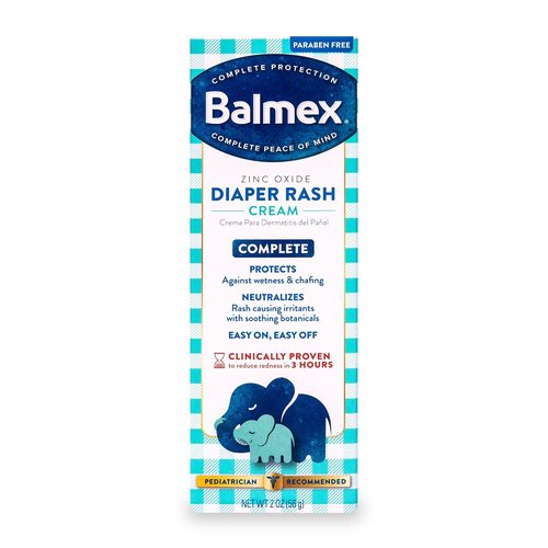 Balmex Complete Protection Baby Diaper Rash Cream - Zinc Oxide & Soothing Botanicals, 2 Ounce