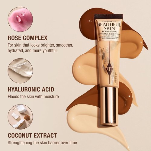Charlotte Tilbury Beautiful Skin Foundation - Medium Coverage Hydrating Makeup for Instant Glow & Plumping Hydration
