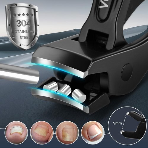 Toenail Clippers for Seniors & Thick Nails - Heavy Duty Stainless Steel Nail Clippers for Thick Toenails - Toenail Clippers with Wide Jaw - Men, Women, Elderly Manicure Set