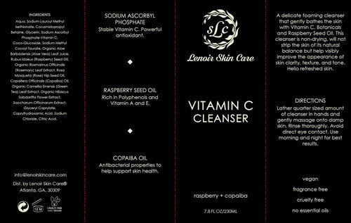 Lenoir Skin Care Vitamin C Cleanser (7.8 fl.oz/230ml) | Non Drying Facial Cleanser | Clean Skincare Solution | Natural & Gentle Face Cleanser for Men and Women | For All Skin Types | Luxury Collection