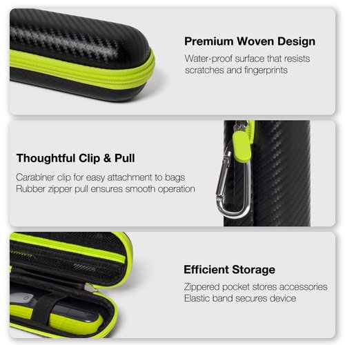Nincha Compact Travel Trimmer Case for Philips Hybrid Electric Trimmer and Shaver, Face + Body Groomer QP2724/90, QP2834/70, QP1924/70, QP6531/70, QP4631/90, Hard Carrying Case, Limegreen&Black
