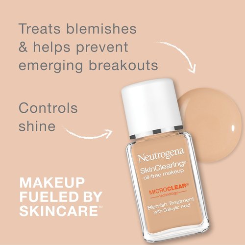 Neutrogena SkinClearing Liquid Foundation - Oil-Free Acne Control with 0.5% Salicylic Acid | Classic Ivory, 1 fl. oz