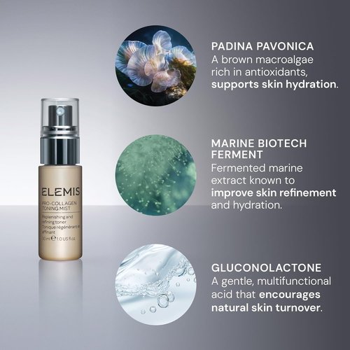 ELEMIS Pro-Collagen Toning Mist - Hydrating PHA Facial Mist for Refined Pores & Smooth Skin