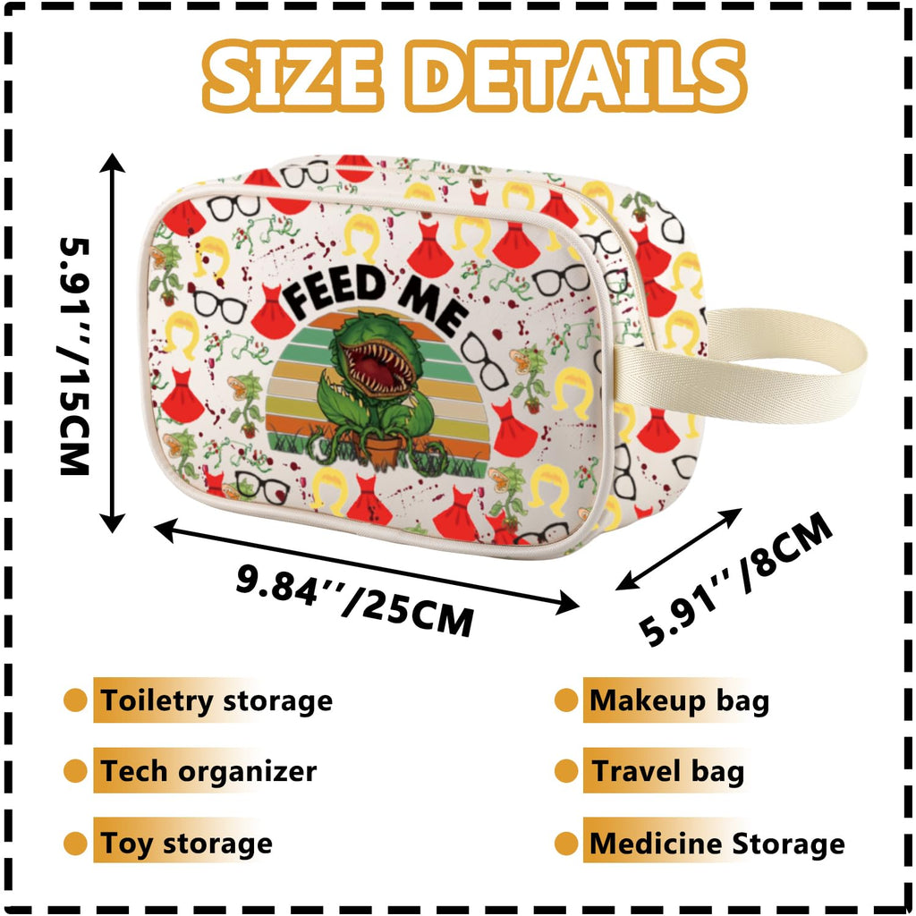 XYANFA Little ShopHorrors Inspired Makeup Bag Horror Movie Fans Gift Spooky Horror Musical Toiletry Bag (FEED ME t-m)