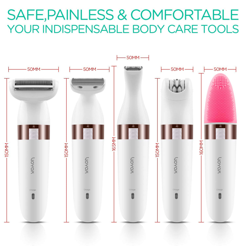 VOYOR Electric Shaver - 5-in-1 Women's Grooming Kit | Cordless, Waterproof Bikini Trimmer & Hair Remover