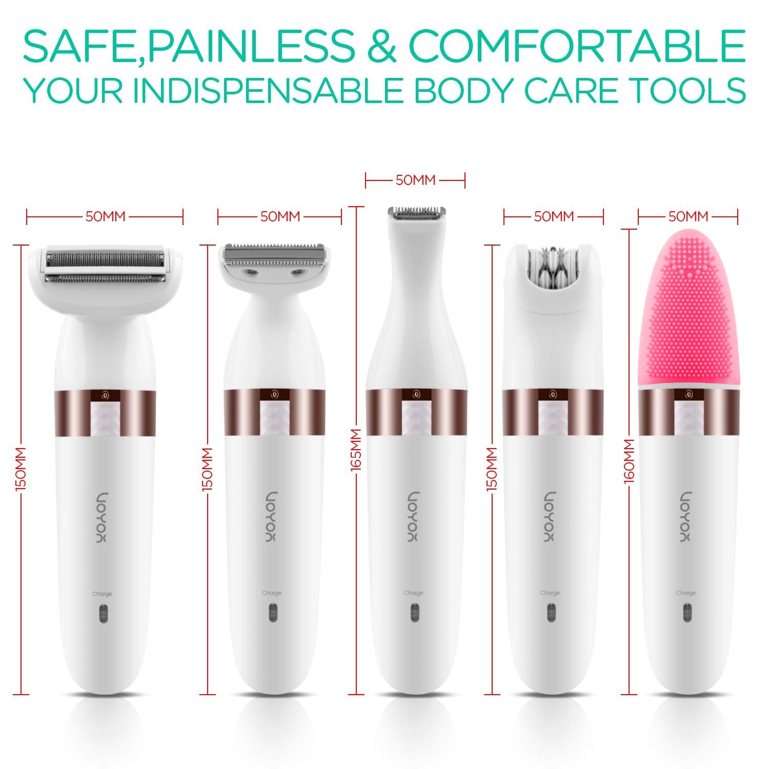 VOYOR Electric Shaver - 5-in-1 Women's Grooming Kit | Cordless, Waterproof Bikini Trimmer & Hair Remover
