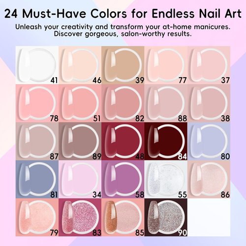 Skiennix Acrylic Nail Powder Set - 24 Vibrant Colors for Professional Nail Art | Bubble-Free, Long-Lasting Formula