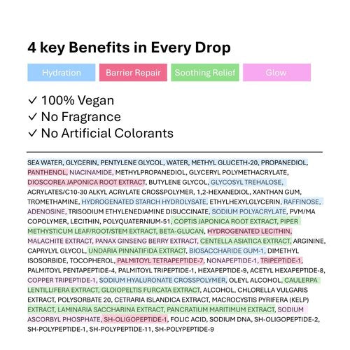 DEEPERCENT Bluewater Marine Barrier PDRN Serum – Dewy Skin Deep Hydration Long Lasting Moisture Hyaluronic Acid Niacinamide Fast Absorbing Barrier Repair Fragrance Free Korean Skincare (1.52 fl oz)