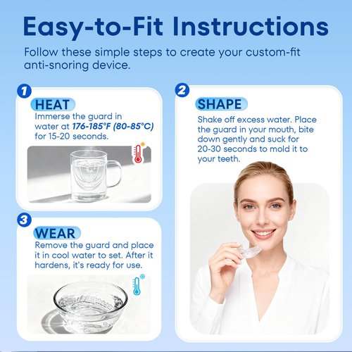 Mouth Guard for Grinding Teeth at Night: Anti-Grinding Guard for Sleeping -Personalized Fit Night Guards - Food-Grade Eva Foam (Transparent White)