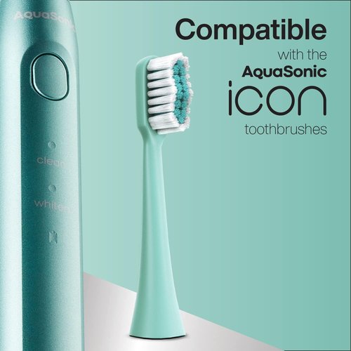 AquaSonic Icon Replacement Brush Heads - 2 Pack for Normal & Sensitive Teeth | Mint