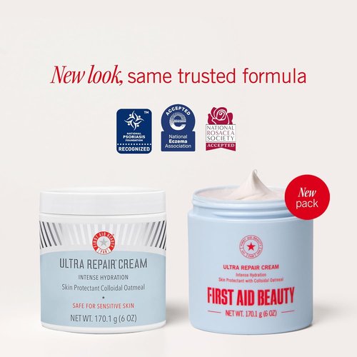First Aid Beauty - Ultra Repair Cream - Hydrating Face & Body Moisturizer - Strengthens Skin Barrier in 7 Days | 6oz Plus 1oz Tube