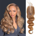 DSEKCAIN 27# Honey Blonde 2x6 Body Wave Lace Closure 100% Real Human Hair 14 Inch
