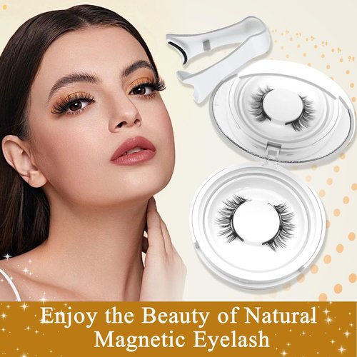 Ginani Magnetic Lashes,Magnetic Eyelashes with Applicator for Valentine's Day,No Glue Needed Reusable Magnet Eyelashes Kit for Use(Simple)