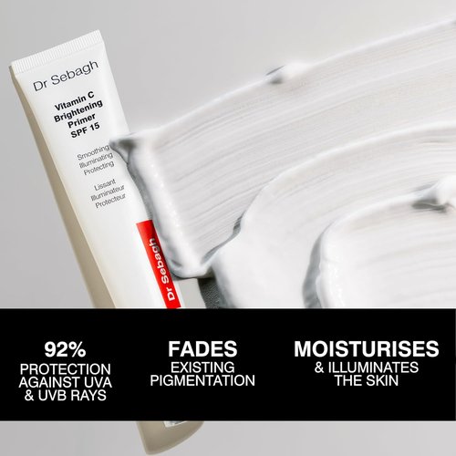 Dr Sebagh Vitamin C Brightening Primer - Illuminating SPF 15 Face Makeup (2.6 fl oz) for Radiant Finish